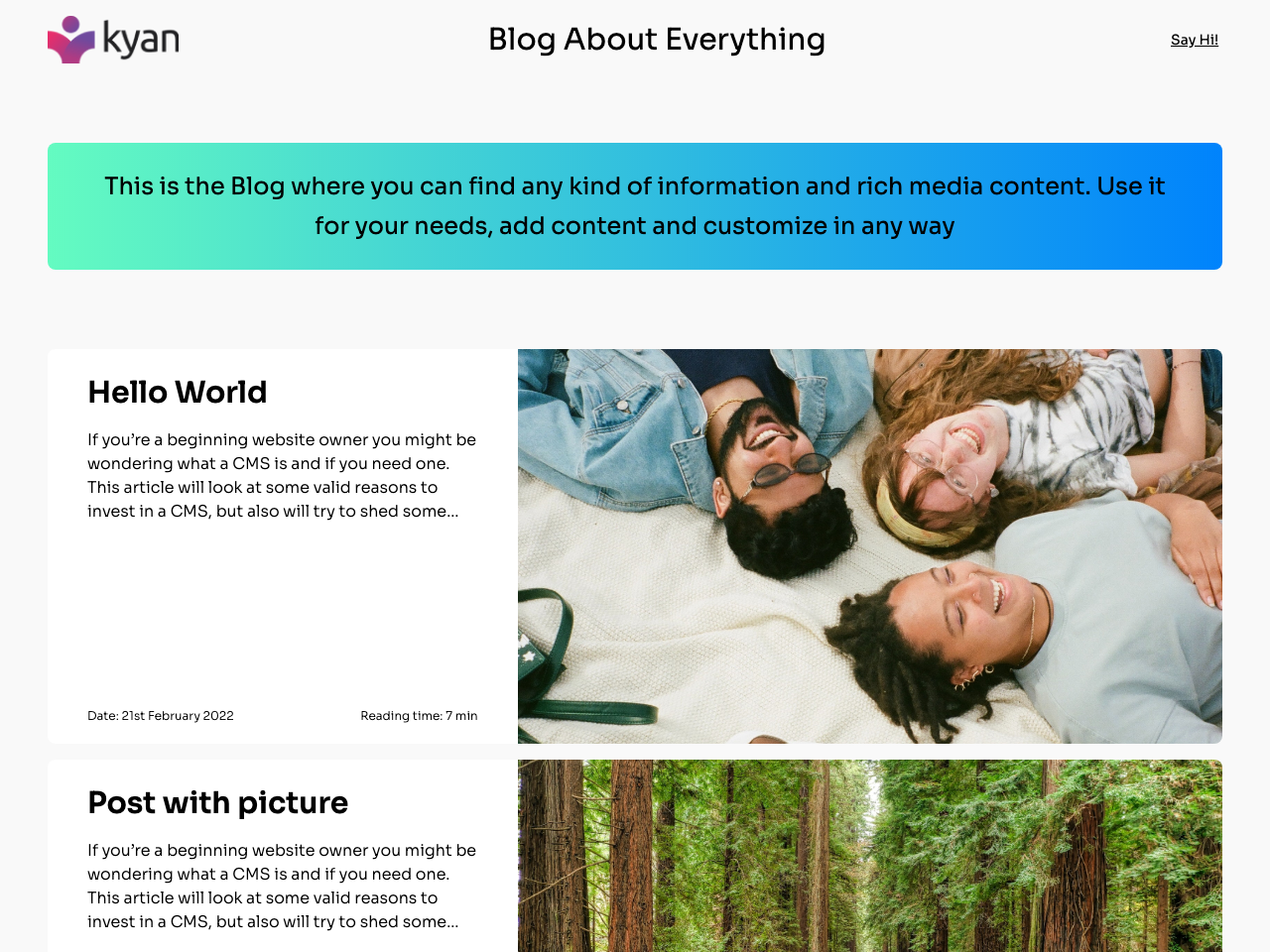 Flotiq Gatsby Blog 1 – Gradient screenshot