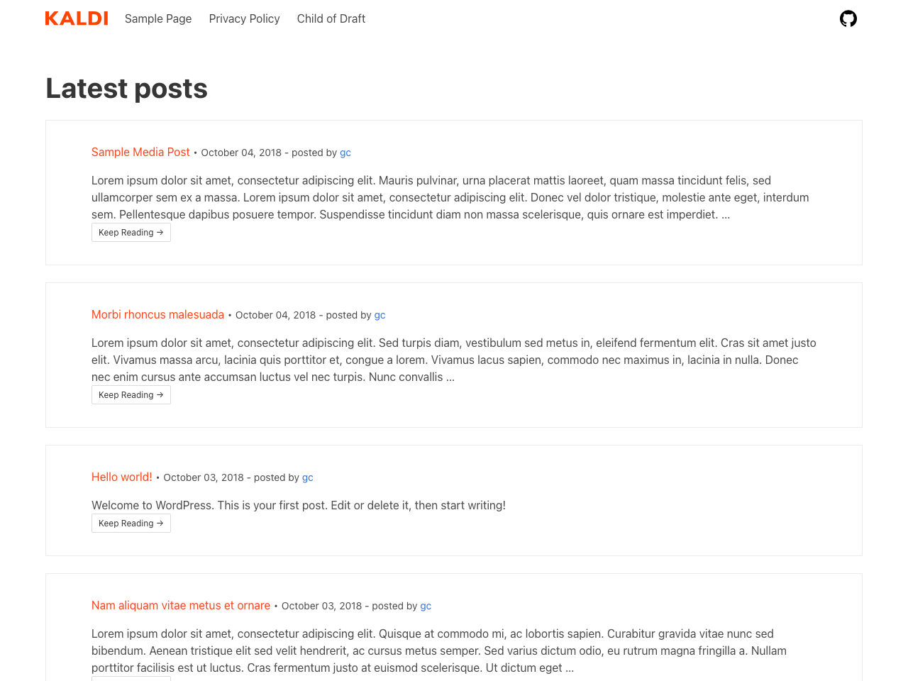 Gatsby Starter Wordpress screenshot