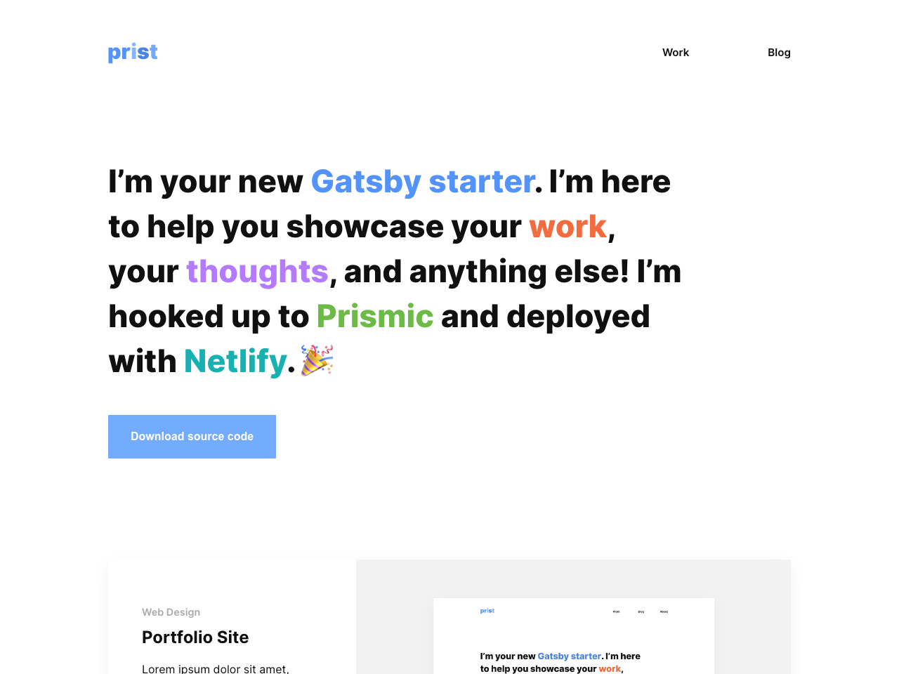 Gatsby Prismic Starter Prist screenshot