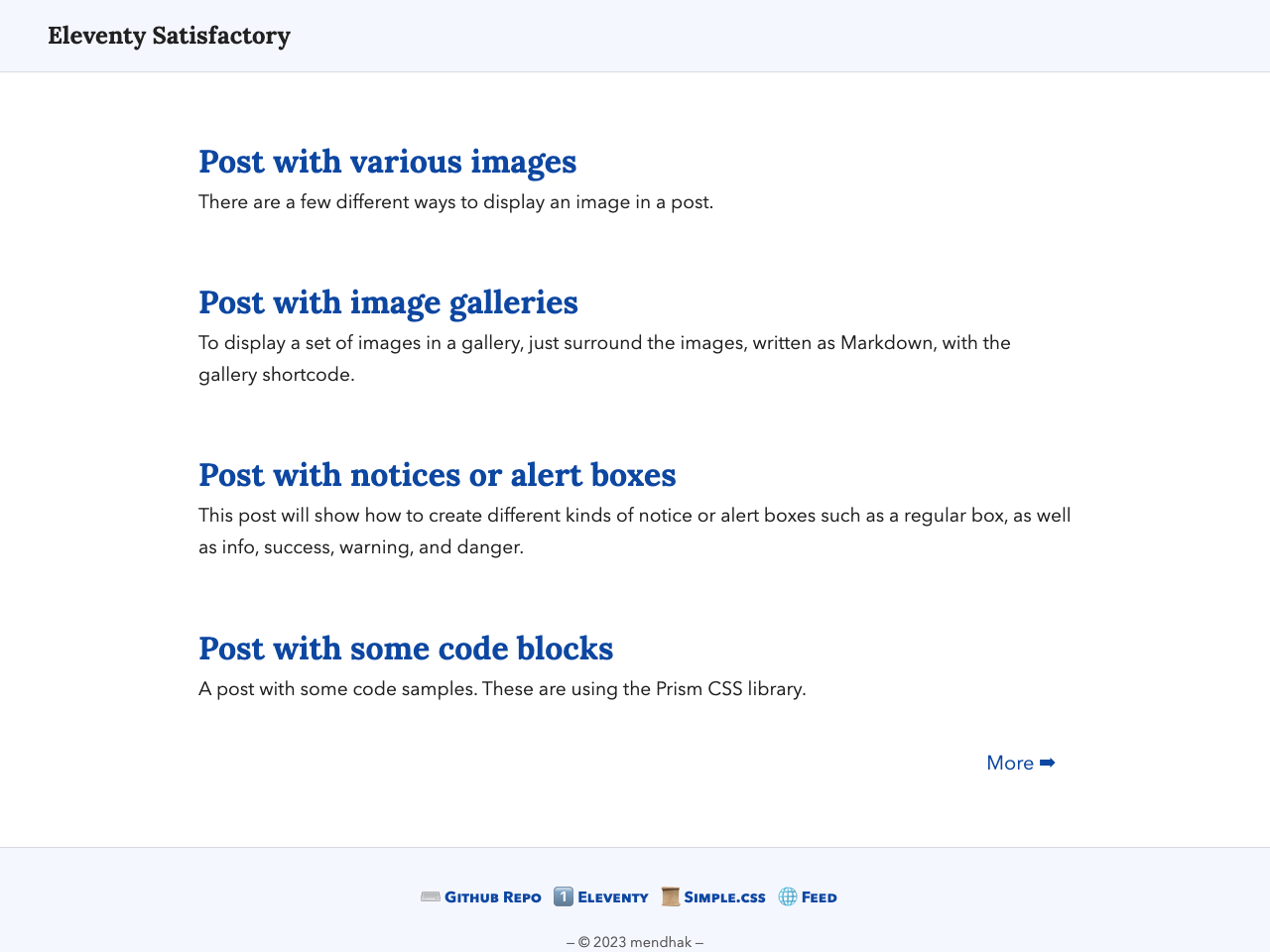 Eleventy Satisfactory screenshot
