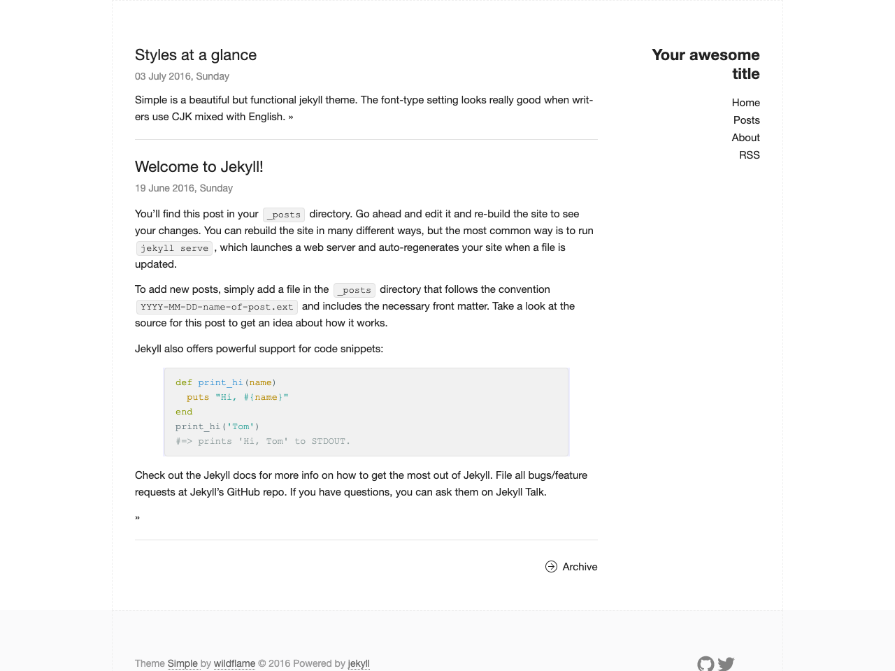 jekyll-simple screenshot